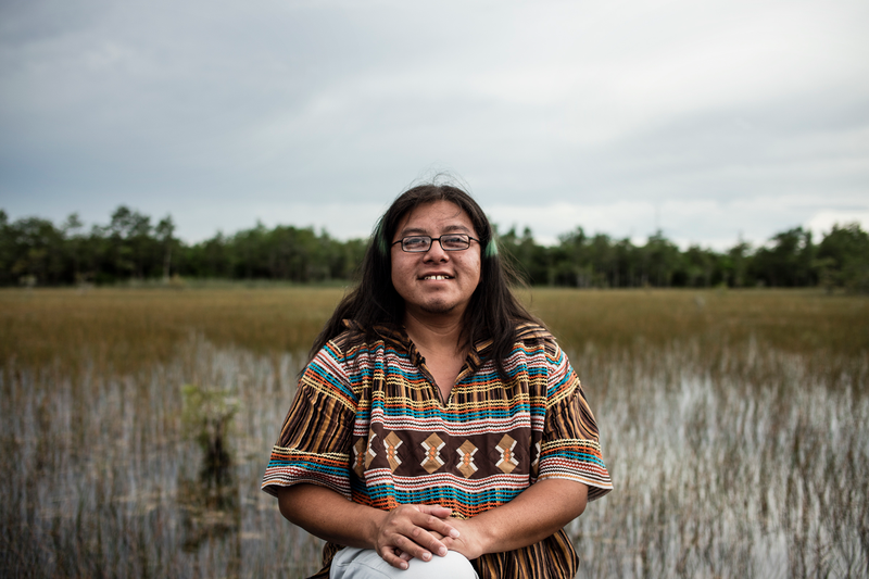 Houston Cypress, member of the Miccosukee Otter Clan and activist, opposes the closure of water structures between the Water Conservation Area 3A and the Everglades National Park. The structures are operated by the US Army Coprs of Engineers. (Photo credit: Ramón Campos Iriarte)
